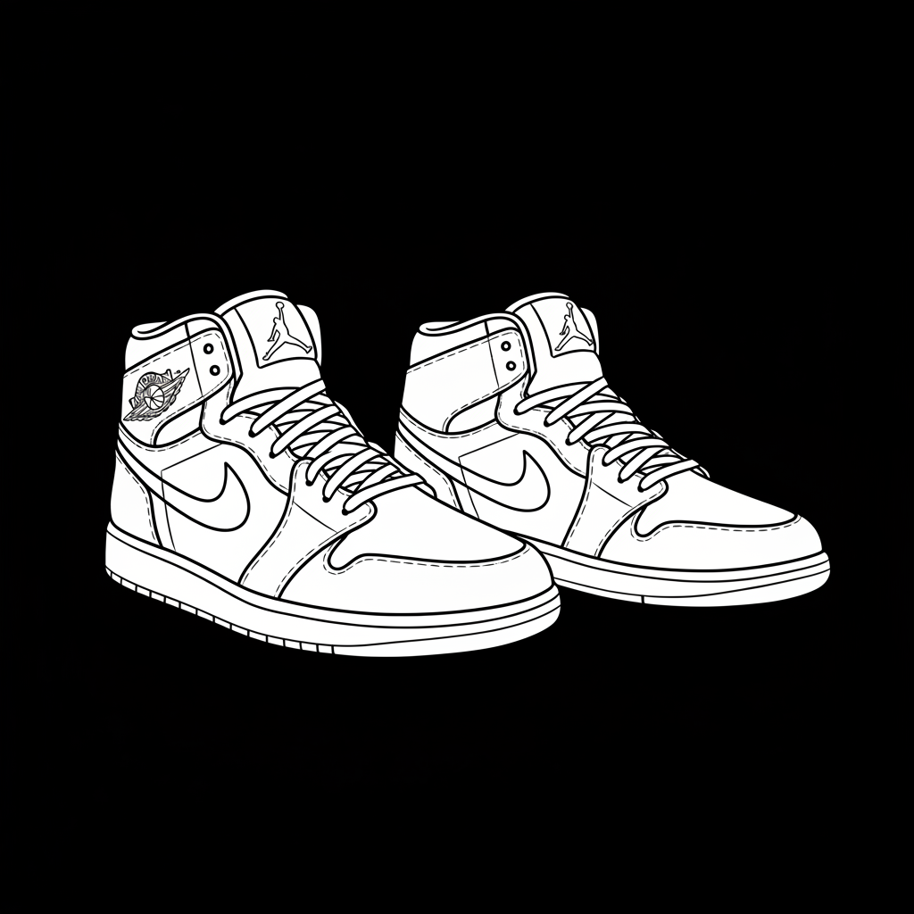 Two Jordan-Style Sneakers on Black Background