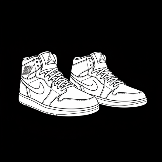 Two Jordan-Style Sneakers on Black Background